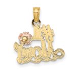 14k Two-Tone #1 MOM Script with Flower Charm - Image 4