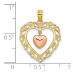 14k Yellow and Rose Polished Dangling Heart In Heart Charm - Image 3