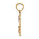 14k Two-Tone Diamond-cut #1 GOD MOTHER and Flowers In Heart Charm - Image 2