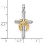 14K Two-Tone Cross with Drape Charm - Image 2