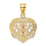 14K Two-tone with White Rhodium Our Lady of Guadalupe In Heart Charm - Image 4