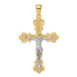 14k Two-Tone Textured Crucifix Charm