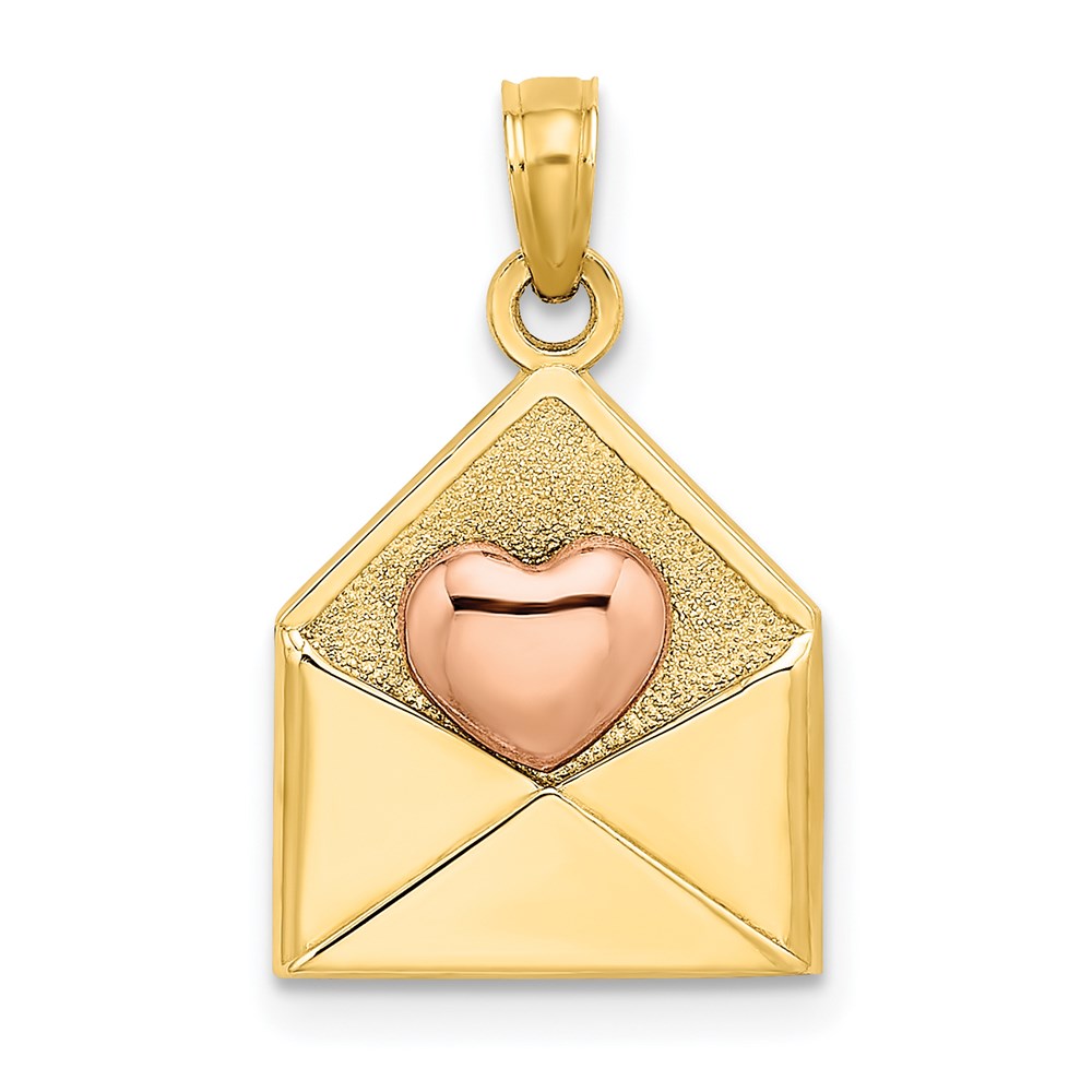 K9238.jpg 14k Yellow and Rose Heart 3-D XOXO Envelope Charm - Image 1