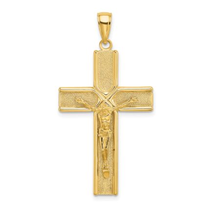 14K Satin Finish Crucifix Charm