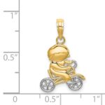 14k and White Rhodium Little Boy On Bicycle Charm - Image 3