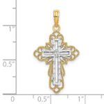 14K with Rhodium Lace Trim Cross Charm - Image 3