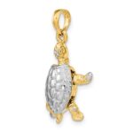 14K and White Rhodium 3-D Land Turtle with Moveable Head and Legs Charm - Image 5