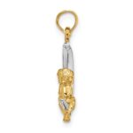 14K and White Rhodium 3-D Angel on Moon Charm - Image 2