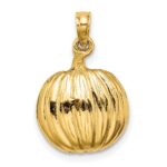 14k and Rhodium 3-D Jack-o-Lantern with Enameled Black Cat and Moon Charm - Image 3
