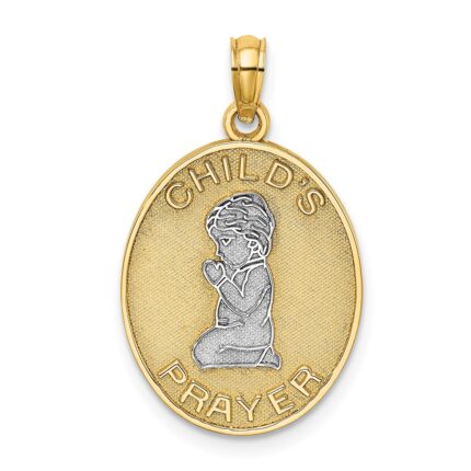 14k and White Rhodium Reversible CHILDS PRAYER Boy/NOW I LAY ME DOWN TO SLEEP Charm