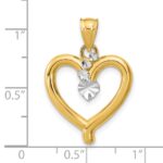 14k and White Rhodium Diamond-cut Heart Charm - Image 3