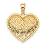 14k and White Rhodium Diamond-cut Leaves In Heart Charm - Image 4