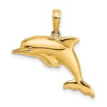 14k and White Rhodium 3-D Reversible Puffed Dolphin Charm