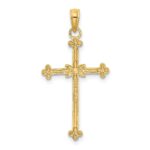14k and White Rhodium Thin Diamond-cut Cross Charm - Image 4
