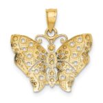 14k and White Rhodium Cut-out Wings Butterfly Pendant - Image 4