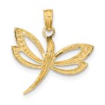 14k and White Rhodium Textured Dragonfly Charm - Image 4