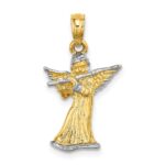 14k and White Rhodium 3-D Angel Playing Flute Charm