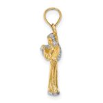 14k and White Rhodium 3-D Angel Playing Flute Charm - Image 2