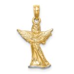 14k and White Rhodium 3-D Angel Playing Flute Charm - Image 4