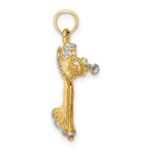 14k and White Rhodium 3-D Angel Playing Trumpet Charm - Image 2