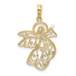 14K and White Rhodium Filigree Flying Angel Charm - Image 4