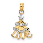 14k and White Rhodium LOVE Christmas Tree Charm