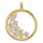 14k and White Rhodium Stars in Round Frame Charm