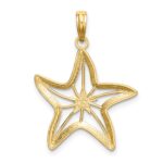 14K with White Rhodium Diamond-cut Starfish with Star Charm - Image 4