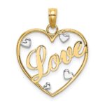 14k and White Rhodium LOVE with Hearts Pendant