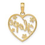 14k and White Rhodium Hope In Heart with Flowers Charm - Image 4