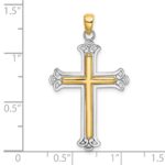 14K Two-tone Polished Cross Charm - Image 3