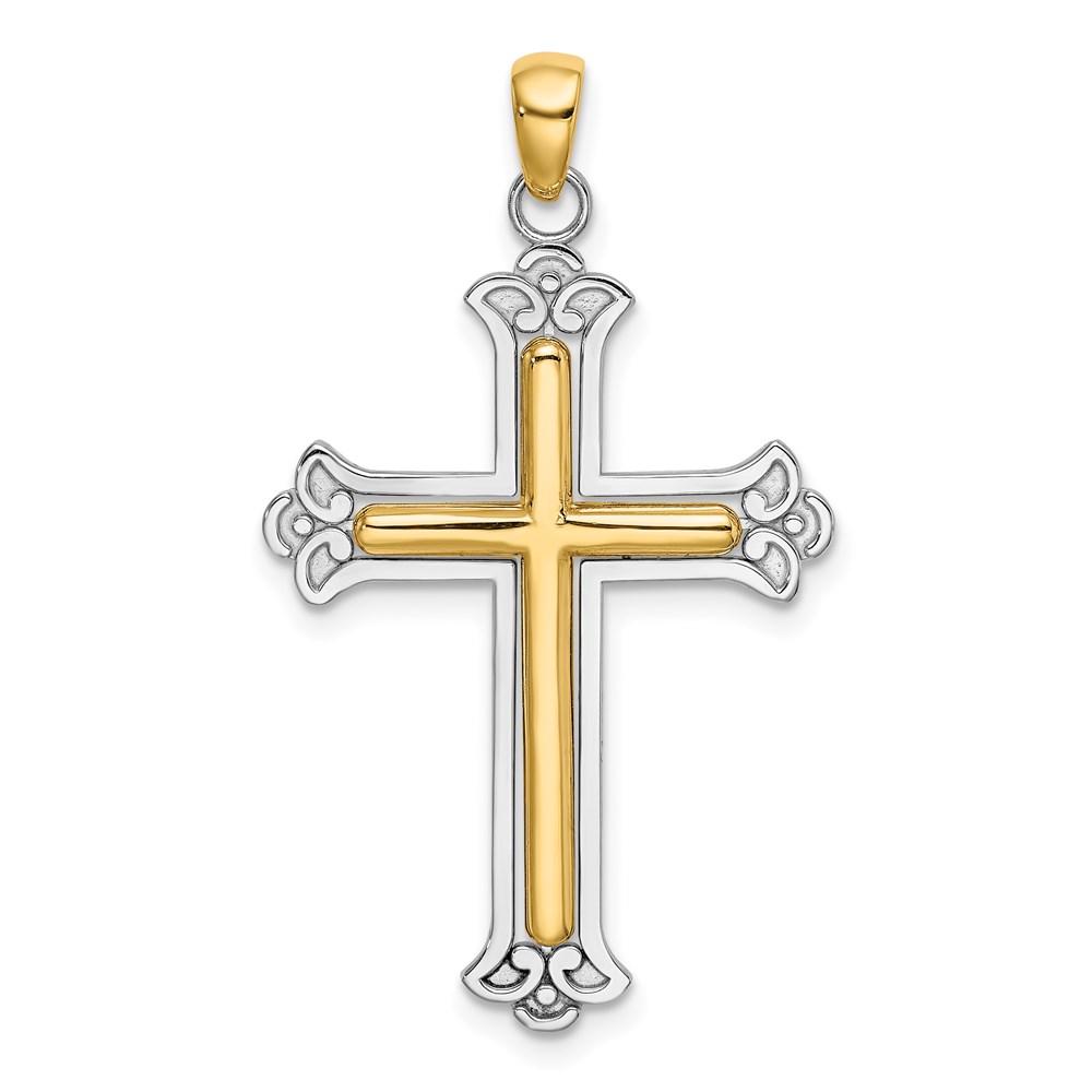 K9420.jpg 14K Two-tone Polished Cross Charm - Image 1
