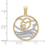 14k and White Rhodium Sunset/Hearts/Water in Circle Charm - Image 3
