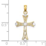 14K and White Rhodium Textured Cross Charm - Image 3