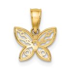 14k and White Rhodium Diamond-cut Butterfly Charm - Image 4