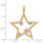 14k Two-tone with White Rhodium Star with Flowers Pendant - Image 4