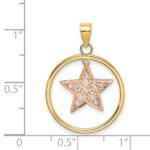 14k Two-tone with White Rhodium Star Dangle in Circle Moveable Charm - Image 4