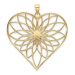 14k with White Rhodium Diamond-cut Large Filigree Heart Pendant - Image 4