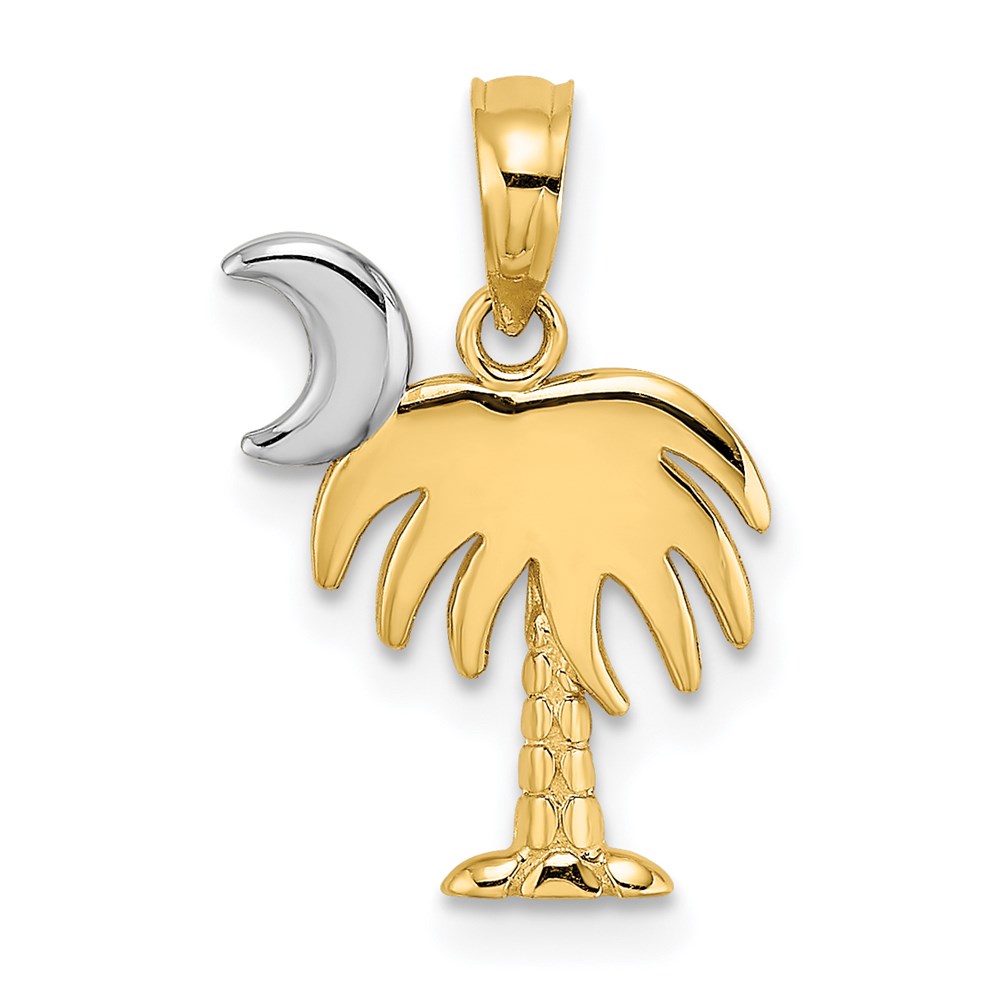 K9455.jpg 14K and White Rhodium Charleston Palm Tree Charm - Image 1
