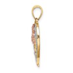 14k Two-Tone with White Rhodium Flower Heart Charm - Image 2