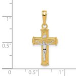 14K and White Rhodium Polished Block INRI Crucifix Charm - Image 3