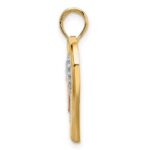 14k Two-tone with White Rhodium Textured and Polished Triple Hearts Charm - Image 2