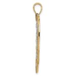 14k with White Rhodium Diamond-cut Large Heart Pendant - Image 2