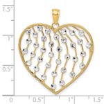 14k with White Rhodium Diamond-cut Large Heart Pendant - Image 3