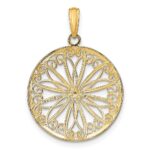 14K and White Rhodium Filigree Center Round Charm - Image 3