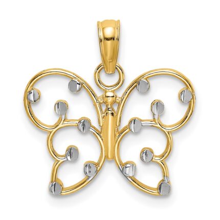 14k and White Rhodium Butterfly Charm