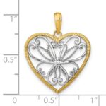 14k and White Rhodium Filigree Heart Charm - Image 3