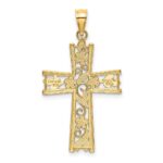 14K and White Rhodium Diamond-cut Flower Design Cross Charm - Image 4