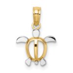 14K with White Rhodium Mini Sea Turtle Charm