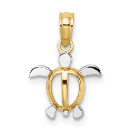 14K with White Rhodium Mini Sea Turtle Charm
